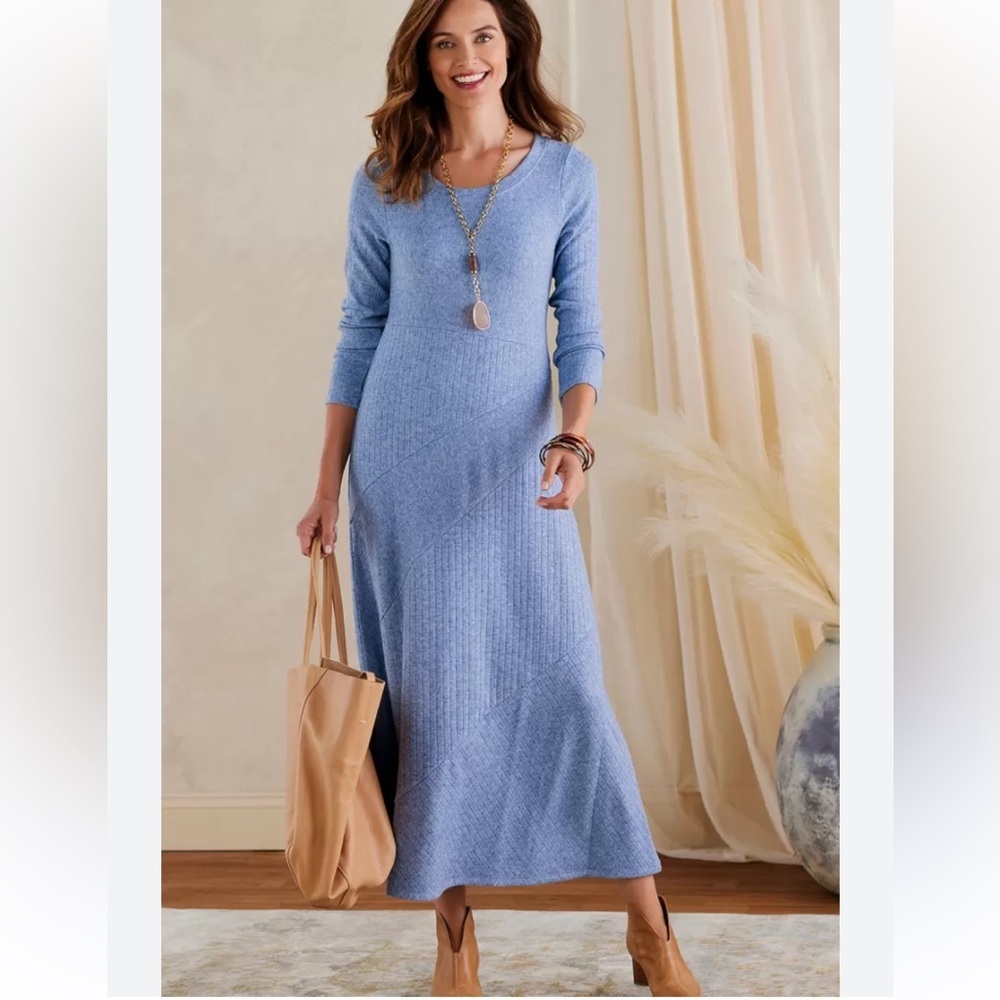 Soft Surroundings Light Blue Long Sleeve Dress